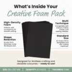 Black EVA Foam Sheets A4 (10 Pack) – 2mm Thick Craft Foam for DIY, School & Cosplay - 6