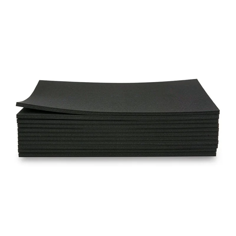 Black EVA foam sheets A4 size 2mm thick, 10 sheets per pack